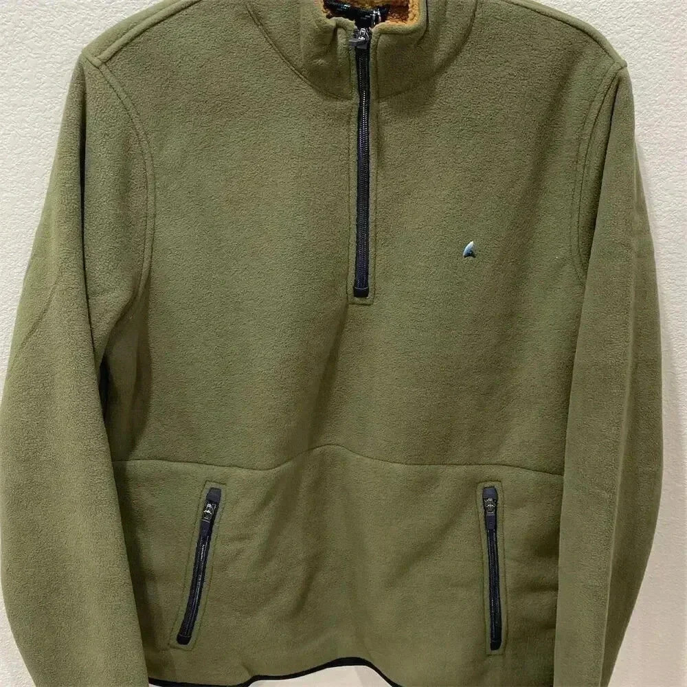 Tailor Vintage Men's Green Fleece Pullover Sweater Size S Mock Neck NWT